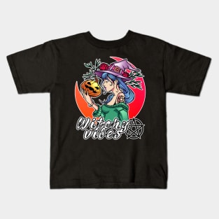 Witchy Vibes Witch Halloween Kids T-Shirt